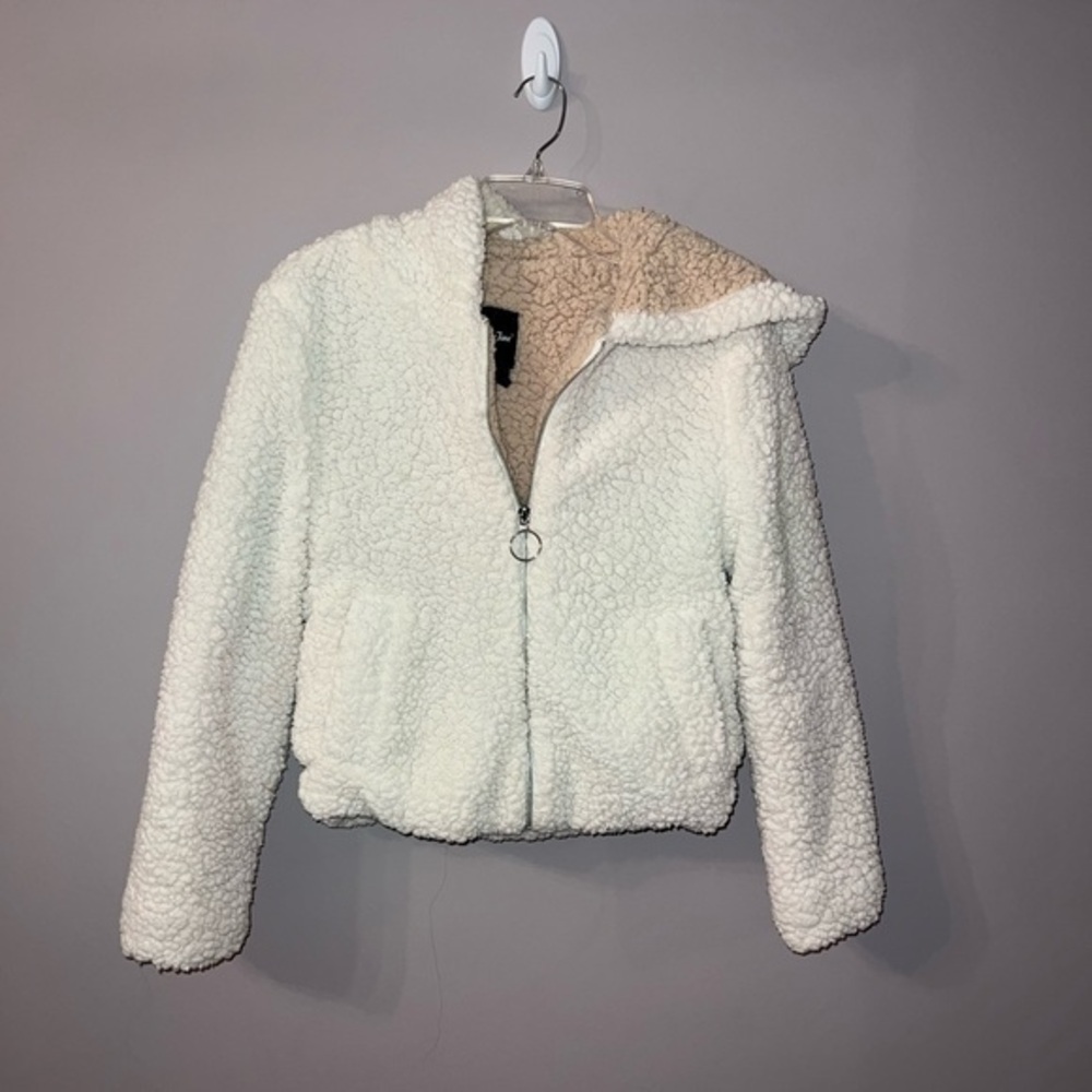 White Woolley zip up sweater womens medium Me Jane